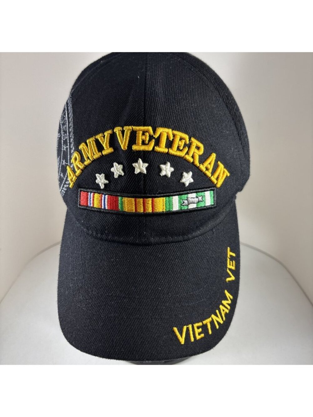 Vietnam Veteran Hat Black Embroidered Baseball Cap Adjustable Strapback